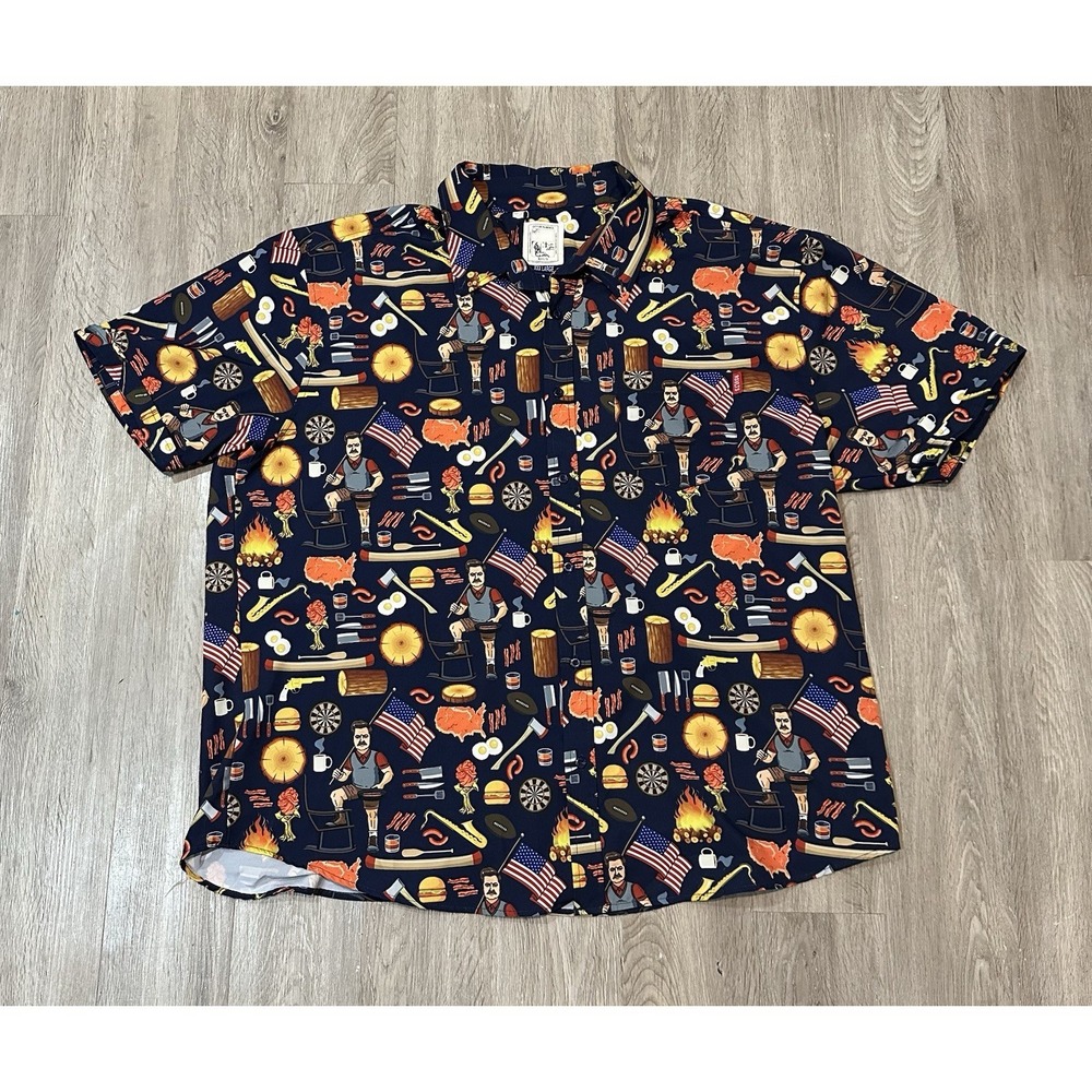 RSVLTS Men's 3XL Parks And Rec Ron Swanson Short Sleeve Button Up Shirt